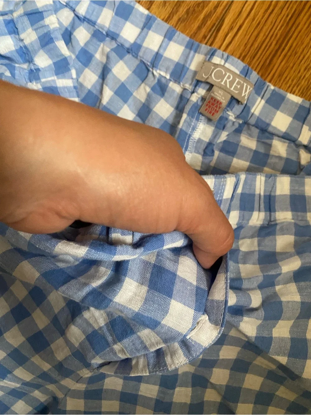 J. Crew Relaxed boxer short in gingham linen-cotton blend XL